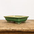 8 inch rectangular Yixing bonsai pot in an emerald green crackle glaze