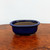 Oval cobalt blue glazed pot with a smooth rounded rim