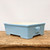 11 inch rectangular Yixing bonsai pot in a soft powder blue glaze