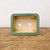 Top-down view of the rectangular green glazed bonsai pot