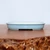 8 inch low oval Yixing bonsai pot in a soft light blue satin glaze