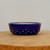 4 inch shallow oval Yixing bonsai pot in glossy cobalt blue with raised studs