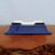 Underside of the rectangular deep cobalt blue glazed bonsai pot