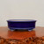 12 inch oval Yixing bonsai pot in a glossy deep cobalt blue glaze