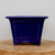Front view of the square pot in a glossy deep cobalt blue glaze