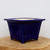 8 inch square Yixing bonsai pot in glossy cobalt blue with a flared rim