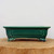 9 inch rectangular Yixing bonsai pot in an emerald green glaze, recessed panel