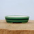 5 inch shallow oval Yixing bonsai pot in a glossy forest green glaze