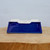 Side view of the small rectangular cobalt blue glazed bonsai pot