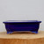 Side view of the rectangular deep glossy cobalt blue glazed pot