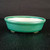 4 inch shallow oval Yixing bonsai pot in a green crackle glaze, No. 2007