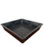A sturdy, square-shaped Tinyroots propagation tray (model TPT-01) is shown from a high-angle perspective against a clean white background. Crafted from durable matte black plastic, the bonsai training pot features slanted sides that flare outward towards the top rim. The most prominent feature is the integrated grid pattern across the entire base, consisting of many small, square drainage holes. This mesh-bottom design is specifically engineered to provide superior drainage and encourage healthy root systems through air pruning, making it an ideal choice for the early stages of bonsai cultivation and development.
