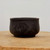 4 inch round etched Yixing bonsai pot in matte charcoal with a mountain scene