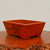 13 inch rectangular etched Yixing bonsai pot in terracotta with sloping sides