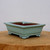 Side angle of the seven inch Yixing planter in soft celadon