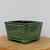 7 inch square Yixing bonsai pot in glossy moss green with recessed panels