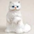 Miniature white Persian cat figurine in an upright pose, a bonsai accessory