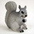 Miniature gray squirrel figurine sitting upright with its paws at its mouth