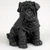 Miniature matte black Shar Pei puppy figurine with heavy wrinkles, seated
