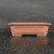 6 inch rectangular unglazed Yixing bonsai pot in reddish brown, recessed panel