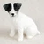 Miniature black and white rough coat Jack Russell Terrier figurine, seated