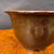 Close view of Shuho brown glazed round bonsai pot showing glaze detail