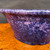 Close view of Shuho purple glazed round bonsai pot showing glaze detail