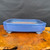 Shuho handmade blue glazed rectangle bonsai pot front view