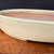 Close-up of Yamafusa oval bonsai pot with cream exterior and pink interior