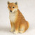 Miniature Shiba Inu figurine in a calm sitting pose, a bonsai accessory