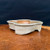 8.5 inch round wood fired handmade bonsai pot by Bruce Lenore, No. 145
