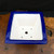 6" Square Hand-Painted Blue Glazed Bonsai Pot - Scenic & Script Panels (NEBG. 1074)