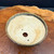 Top view of the vintage Yamaaki pot showing its unglazed interior and drain hole