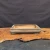 12 inch shallow glazed Yixing pot on wood burl, No. 2534t
