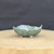 3 inch green glazed freeform bonsai pot handmade by Bruce Lenore, view from the other side, No. 172