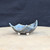 2.25 inch blue glazed freeform bonsai pot handmade by Bruce Lenore, view from the other side, No. 173