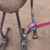 Small handcrafted found-object robot sculpture, robot 22074, close-up of the screw hands and feet