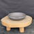 10 inch Paul Olson shallow round bonsai bowl, unglazed grey clay, No. 632, angled view