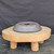10 inch Paul Olson shallow round bonsai bowl, unglazed grey clay, No. 632, underside