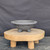 11 inch Paul Olson footed round bonsai bowl, unglazed grey clay with wide rim, No. 634