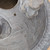 11 inch Paul Olson footed round bonsai bowl, unglazed grey clay with wide rim, No. 634, potter's chop