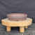 11 inch Paul Olson round bonsai pot, unglazed red clay with stamped panel band, No. 636