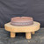 11 inch Paul Olson round bonsai pot, unglazed red clay with stamped panel band, No. 636, underside