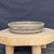 10 inch Paul Olson shallow round bonsai pot, khaki green glaze with textured band, No. 637