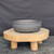 11 inch Paul Olson round bonsai pot, unglazed grey clay with impressed band, No. 640