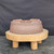 13 inch Paul Olson deep oval bonsai pot, unglazed brown clay with incised rings, No. 641, underside