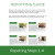 An informational graphic titled "REPOTTING GUIDE" provides a four-step instructional walkthrough for repotting a bonsai tree, specifically tailored for those using a Bonsai Tree Kit. The top of the image features the title in large green capital letters, followed by introductory text welcoming readers to the art of bonsai and reassuring them that the kit includes everything needed.

The guide is divided into four numbered sections, each containing a small photograph and corresponding instructions:

*   **Step 1:** The image shows a pair of metal shears trimming the green foliage of a small tree. The text instructs the user to remove unwanted foliage to reveal the branch structure, cautioning not to cut too much.
*   **Step 2:** The image shows a hand lifting a bonsai tree out of its black nursery pot, revealing a dense, dark brown root mass that has taken the shape of the pot. The text explains that the root mass will likely have a heavy mat of roots at the bottom.
*   **Step 3:** The image shows a hand using a tool to gently pull at the soil and roots at the base of the plant. The text advises using a root hook or chopstick to loosen and comb out the bottom third of the root ball while keeping the trunk stable.
*   **Step 4:** The image shows a pair of red-handled pruning shears cutting through the bottom layer of the exposed root system. The text instructs to cut out the bottom third of the root ball and shorten large, heavy roots, emphasizing that the small, fine feeder roots are the most important for the bonsai's health.

The bottom of the graphic features a solid dark green banner with the text "Repotting Steps 1-4" in large white font. The overall layout is clean and educational, using a white background with green accents to align with the botanical theme of a Shimpaku Juniper DIY Bonsai Kit.