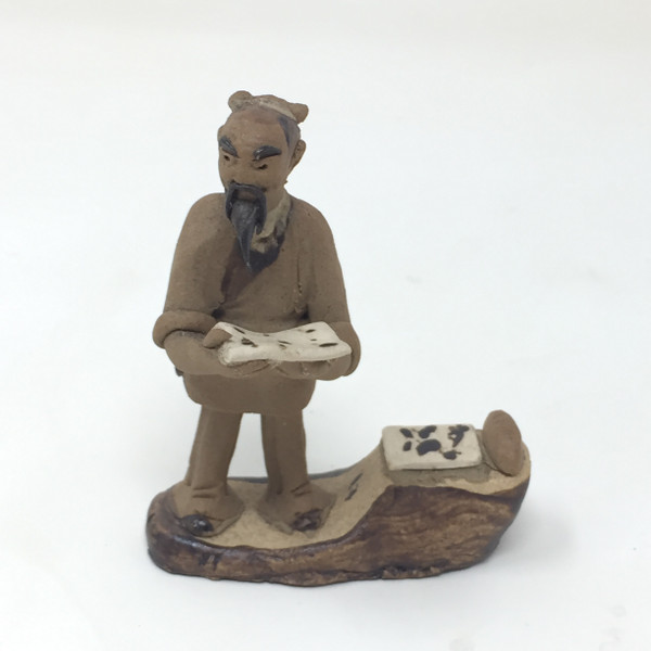 Chinese Figurine - Small Mudman Holding Script (F-107)