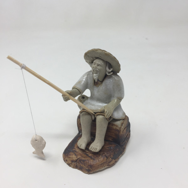 Chinese Figurine - Man Sitting Fishing (F-011)