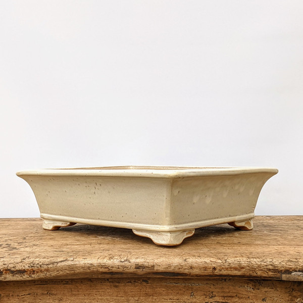 13.5" Cream Glazed Yixing Bonsai Pot (No. 1935)